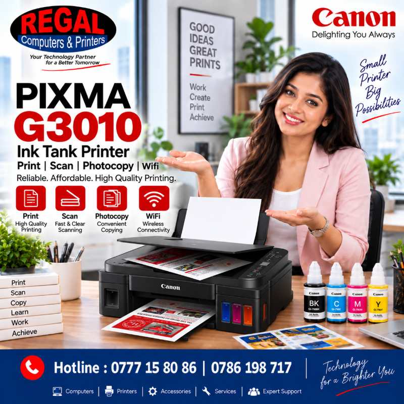 Canon PIXMA G3010 Printer Price in Sri Lanka. Wifi Ink tank Printer