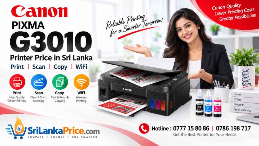 Canon PIXMA G3010 Printer Price in Sri Lnaka. Wifi Inktank colour printer