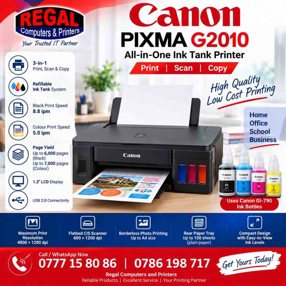 Canon PIXMA G2010 Printer Price in Sri Lanka. Ink Tank Colour Printer Scan and Photocopy